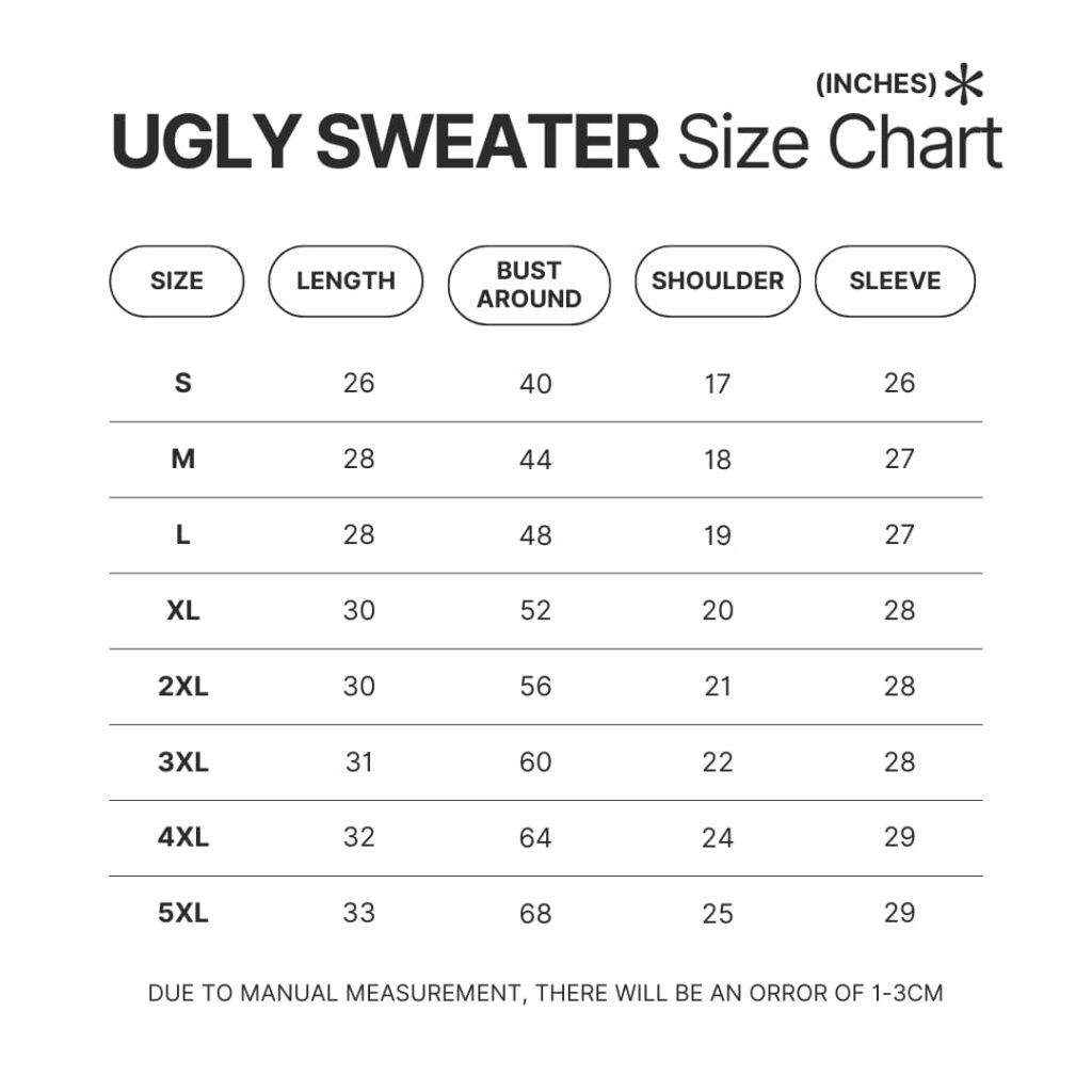 Ugly Sweater Size Chart - Oppai Store