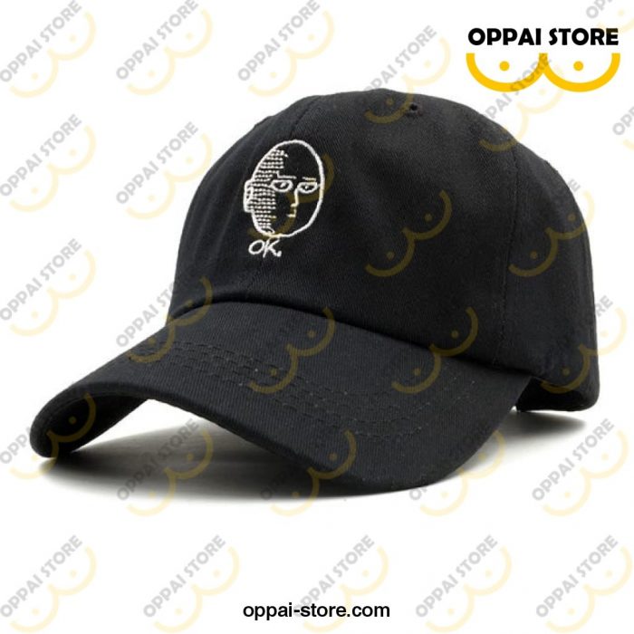 100% Cotton One Punch Man Saitama Ok Baseball Cap Black