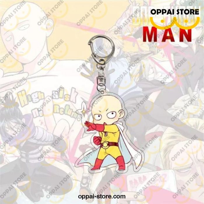 2021 New One Punch Man Keychain Figures Acrylic Double-Sided Pendant Saitama