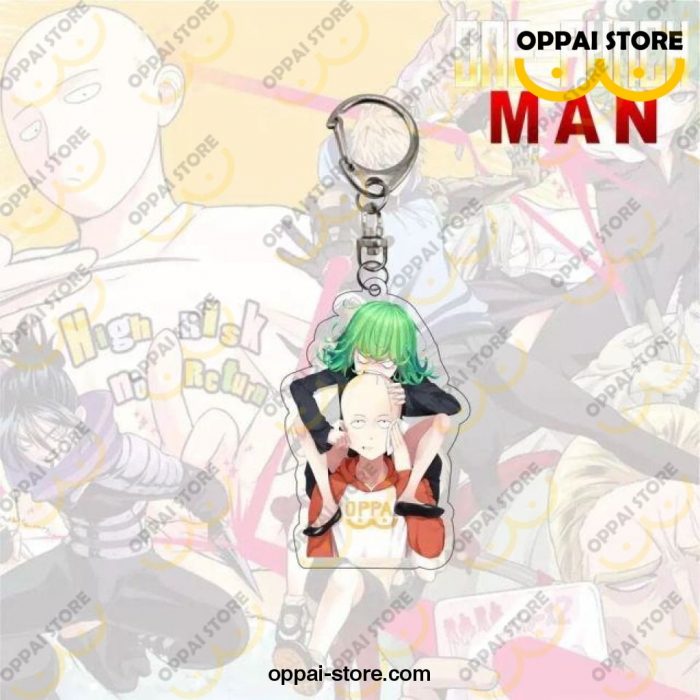 2021 New One Punch Man Keychain Figures Acrylic Double-Sided Pendant Tatsumaki + Saitama