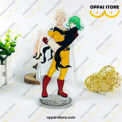 2021 One Punch Man Acrylic Desk Stands Action Figure Saitama +Tatsumaki