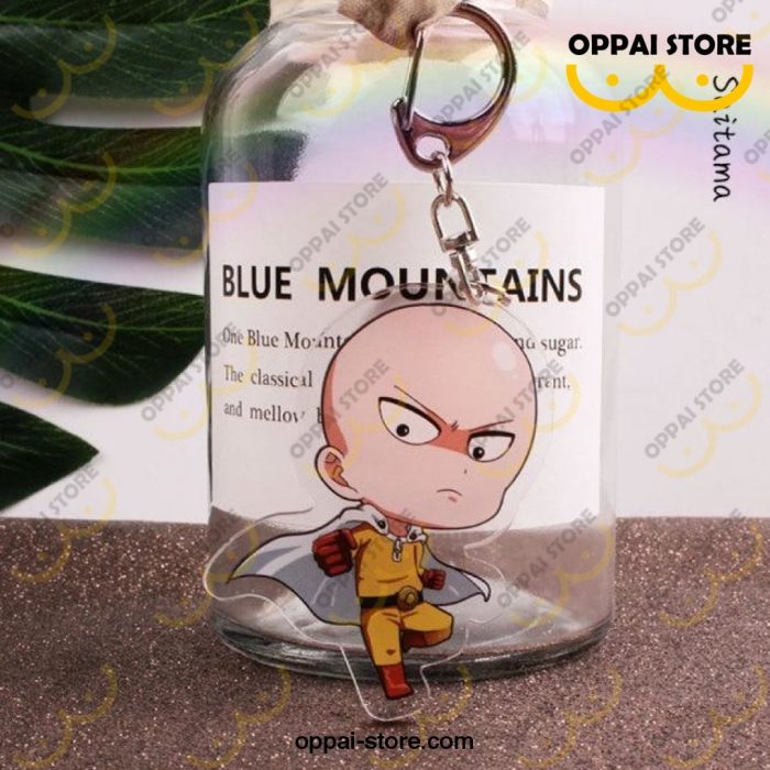 6Cm One Punch Man Keychain Figure Acrylic Pendent Keyring Saitama