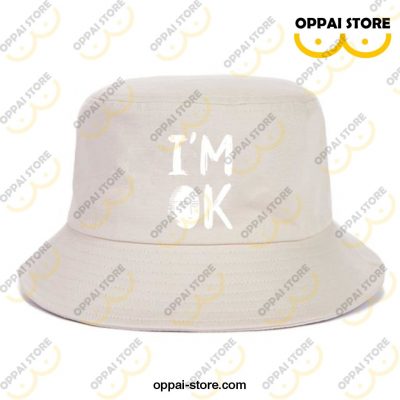 I Am Ok One Punch Man Funny Bucket Caps Beige