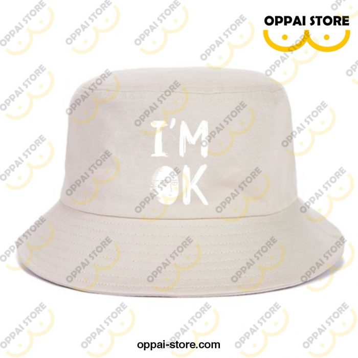 I Am Ok One Punch Man Funny Bucket Caps Beige