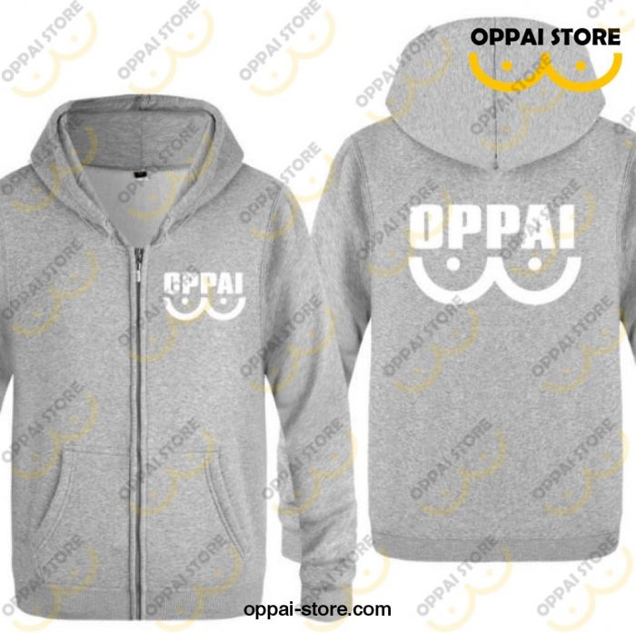 One Punch Man Oppai Hoodie Jacket Xxxl / Grey 2