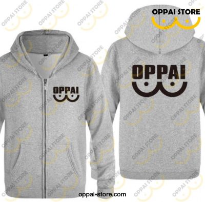 One Punch Man Oppai Hoodie Jacket Xxxl / Grey