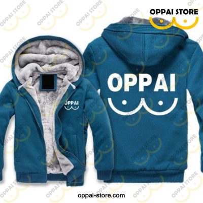 One Punch Man Oppai Thicken Hooded Jacket M / Blue