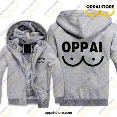One Punch Man Oppai Thicken Hooded Jacket M / Gray
