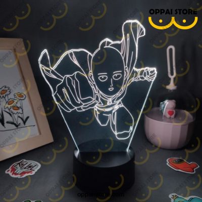 One Punch Man Saitama Bald Hero Rgb Led 3D Lamp Black Base / 7 Color No Remote