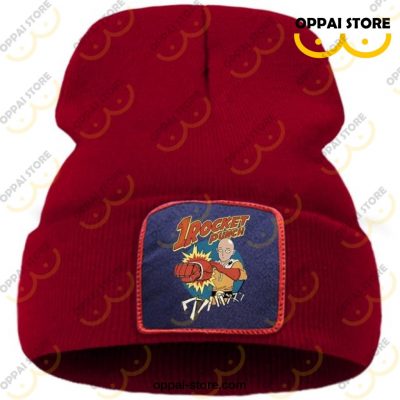 One Punch Man Saitama Hero Beanie Hat Wine Red / China Size