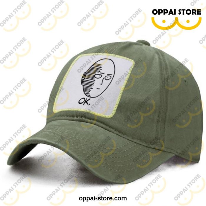 One Punch Man Saitama Ok Hat Dark Green / Adjustable