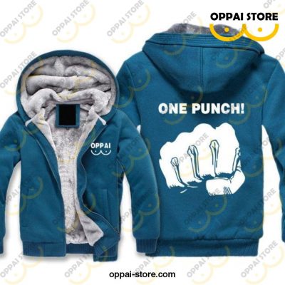 One Punch Thicken Hooded Jacket M / Blue