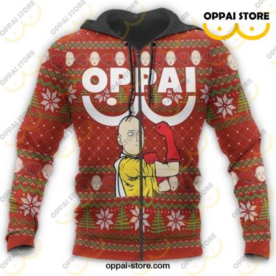 Saitama Oppai Ugly Christmas Sweater One Punch Man Anime Xmas Gift - Ladonest