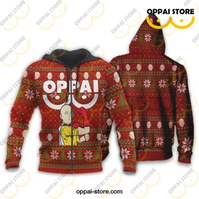 Saitama Oppai Ugly Christmas Sweater One Punch Man Anime Xmas Gift - Ladonest