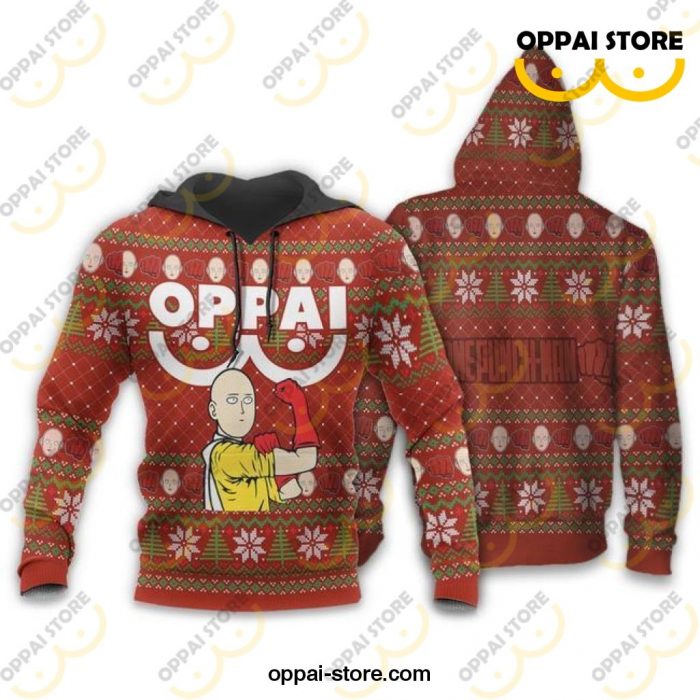 Saitama Oppai Ugly Christmas Sweater One Punch Man Anime Xmas Gift - Ladonest