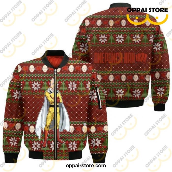 Saitama Ugly Christmas Sweater One Punch Man Anime Xmas Gift Custom Clothes - Ladonest