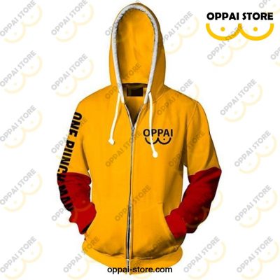 Yellow Saitama Oppai Zipper Hoodie Jacket S